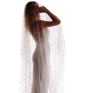 New chapel length pearl wedding veil